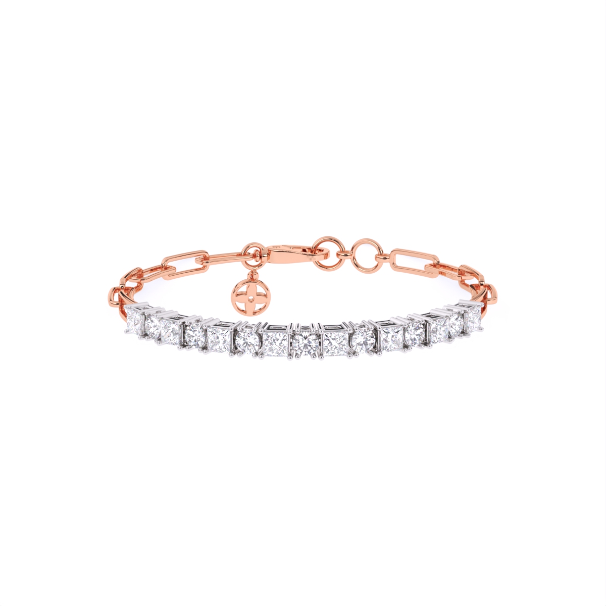 Princess & Round Cut Diamond Bracelet